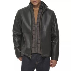 NWT Men's Dockers Faux Leather Jacket with Quilted Bib